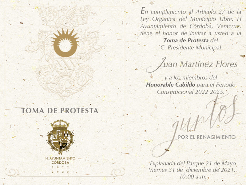 Invitación Toma de Protesta Juan Martínez Flores